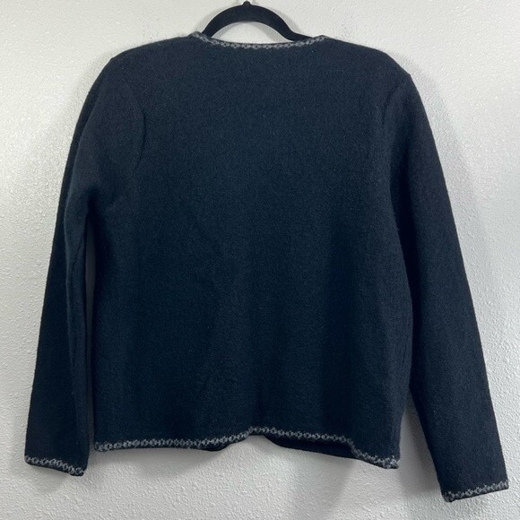 Vintage Karen Scott 100% Pure Wool Cardigan w Shoulder Pads Size Medium - Picture 3 of 11